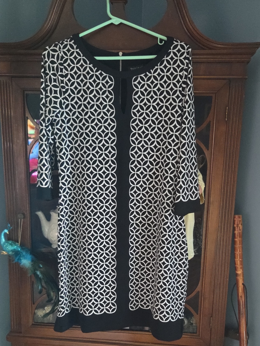 White House Black Market Black and White Geometric Midi Dress